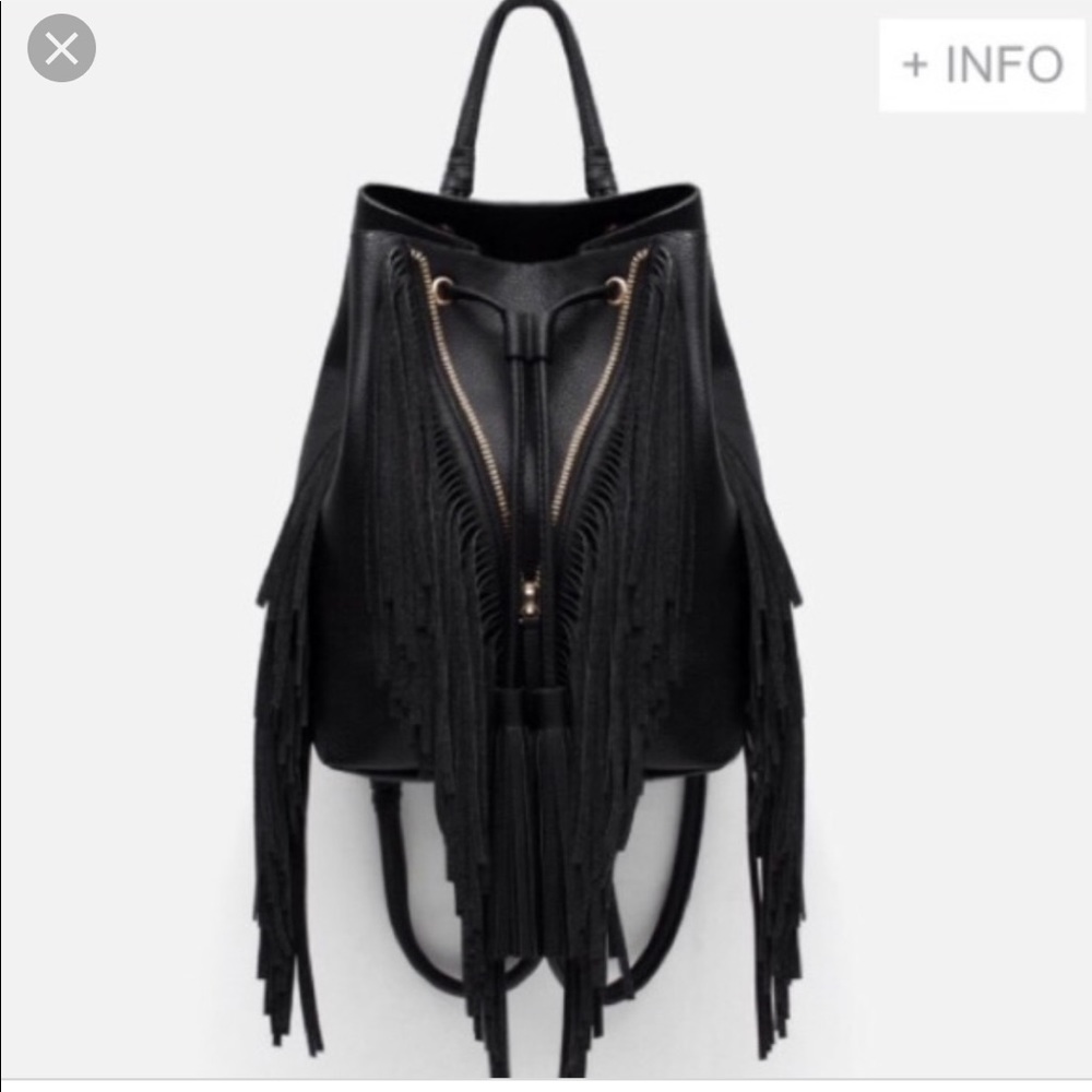 Zara black fringe backpack